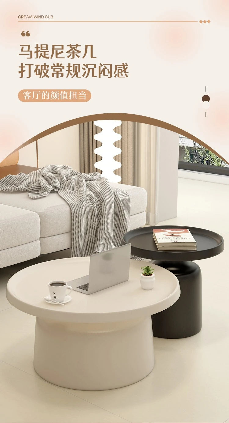 Cream apartment Nordic coffee table living room household small apartment simple Internet celebrity wrought iron modern round
