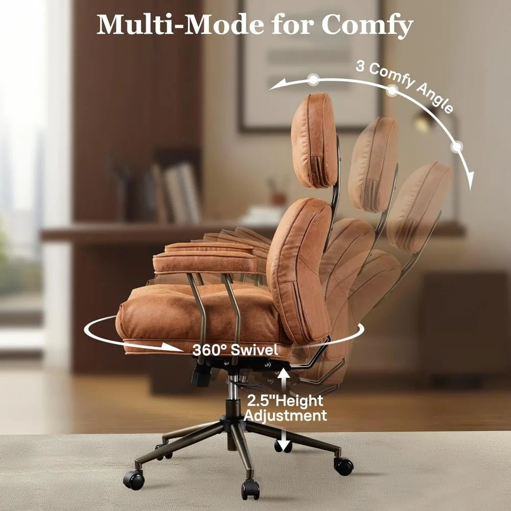 Mid Century Modren Big and Tall Office Chair,Large Ergonomic Executive Chair for Heavy Duty People, Computer Desk Task Chair wit