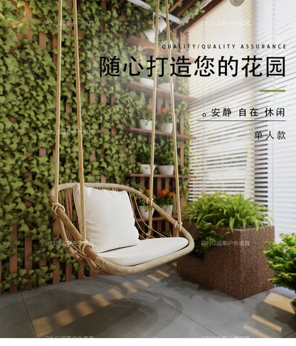 MJY hanging basket rattan chair single double swing sofa indoor cradle ceiling rattan chair