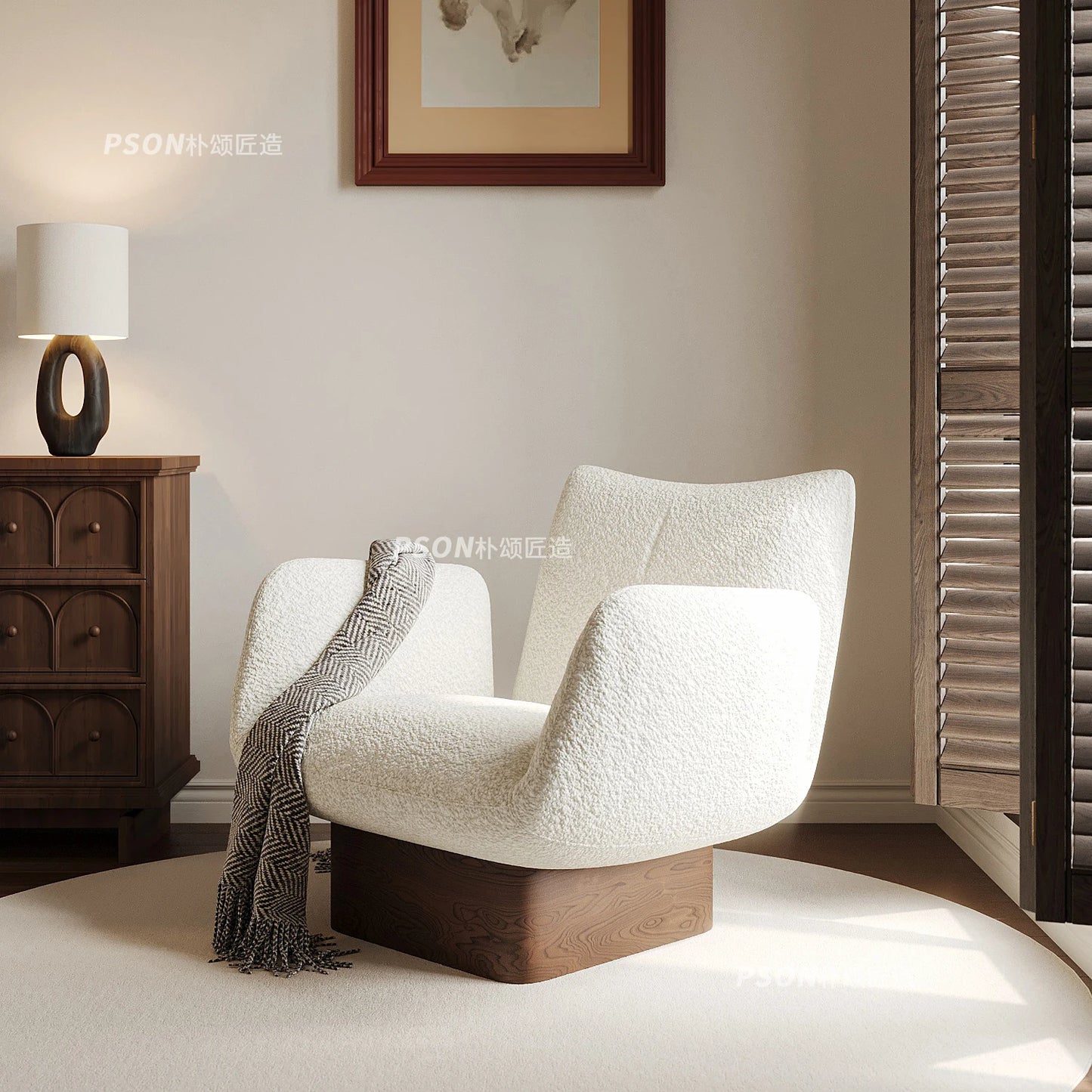 Solid wood single leisure sofa living room medieval   retro reclining chair resting area reception designer single chair