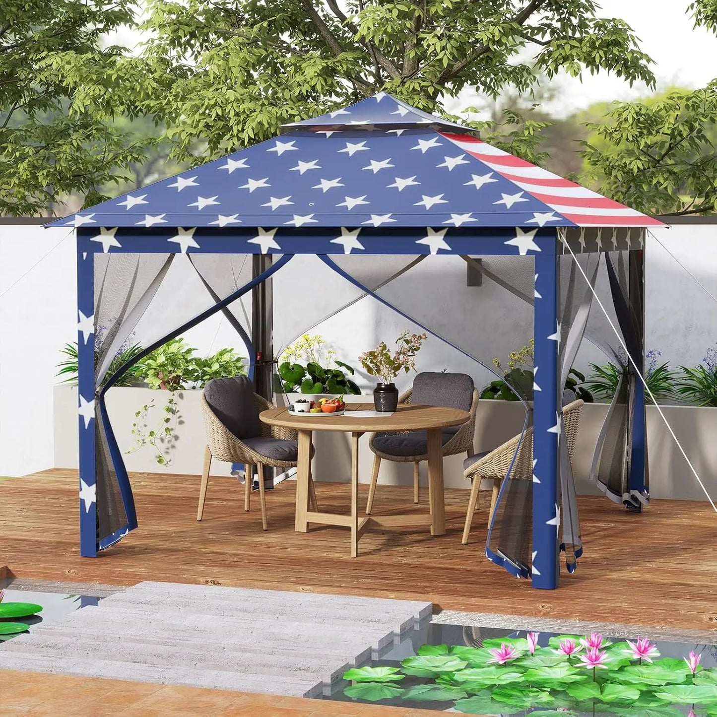 11 ft × 11 ft Pop up Gazebo, Portable Screen Canopy Shelter w/Mesh Netting Sidewalls, Vented Top, Drainage Holes,, Customized
