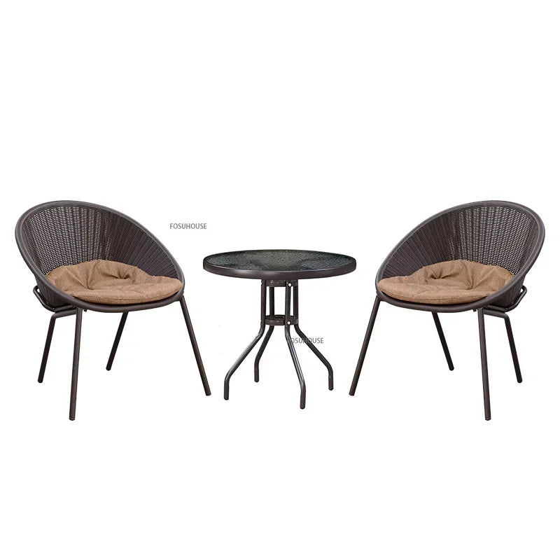 Outdoor Rattan Chair Garden Furniture Set Household Outdoor Balcony Leisure Table and Chair Three-piece Set Mini Coffee Table