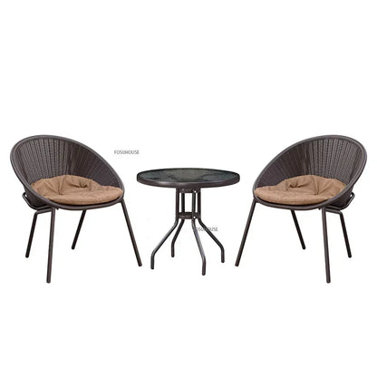 Outdoor Rattan Chair Garden Furniture Set Household Outdoor Balcony Leisure Table and Chair Three-piece Set Mini Coffee Table