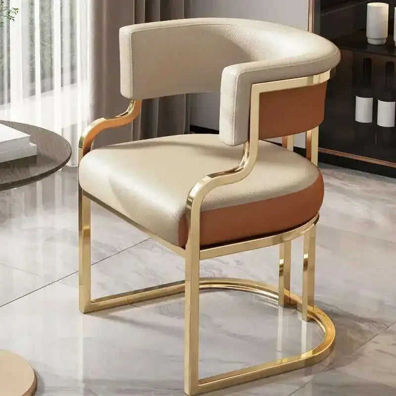 Luxury golden Dining Chairs wrought Iron Backrest Armchair Kitchen Modern Dining Room Furniture Home Bedroom Salon Makeup Chair