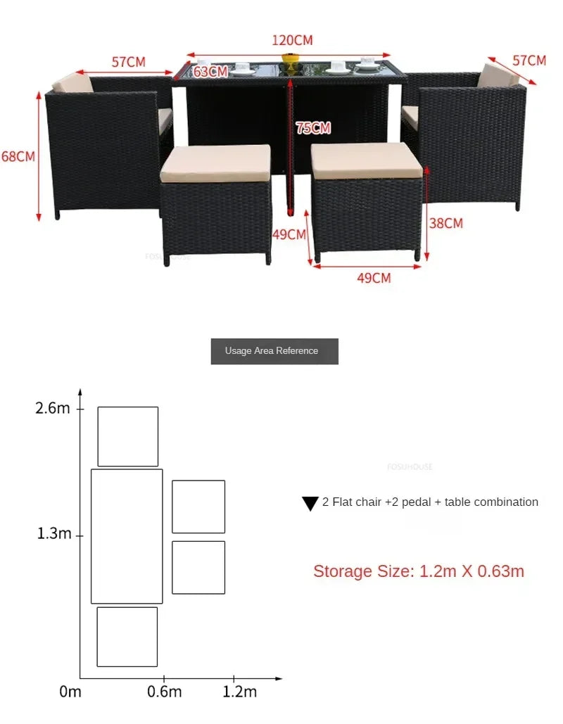 Patio Rattan Furniture Set Modern Open-air Garden Furniture Sets Waterproof and Sun-proof Armchair Leisure Outdoor Table Chairs