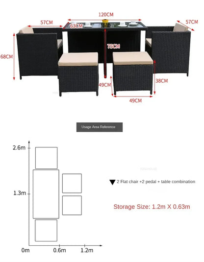 Patio Rattan Furniture Set Modern Open-air Garden Furniture Sets Waterproof and Sun-proof Armchair Leisure Outdoor Table Chairs