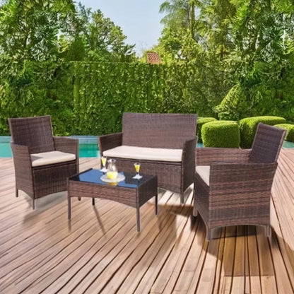 Modern PE Rattan Wicker Garden Furniture Set Stainless Steel Table & Chair for Outdoor Patio for Hotels Courtyards & Apartments