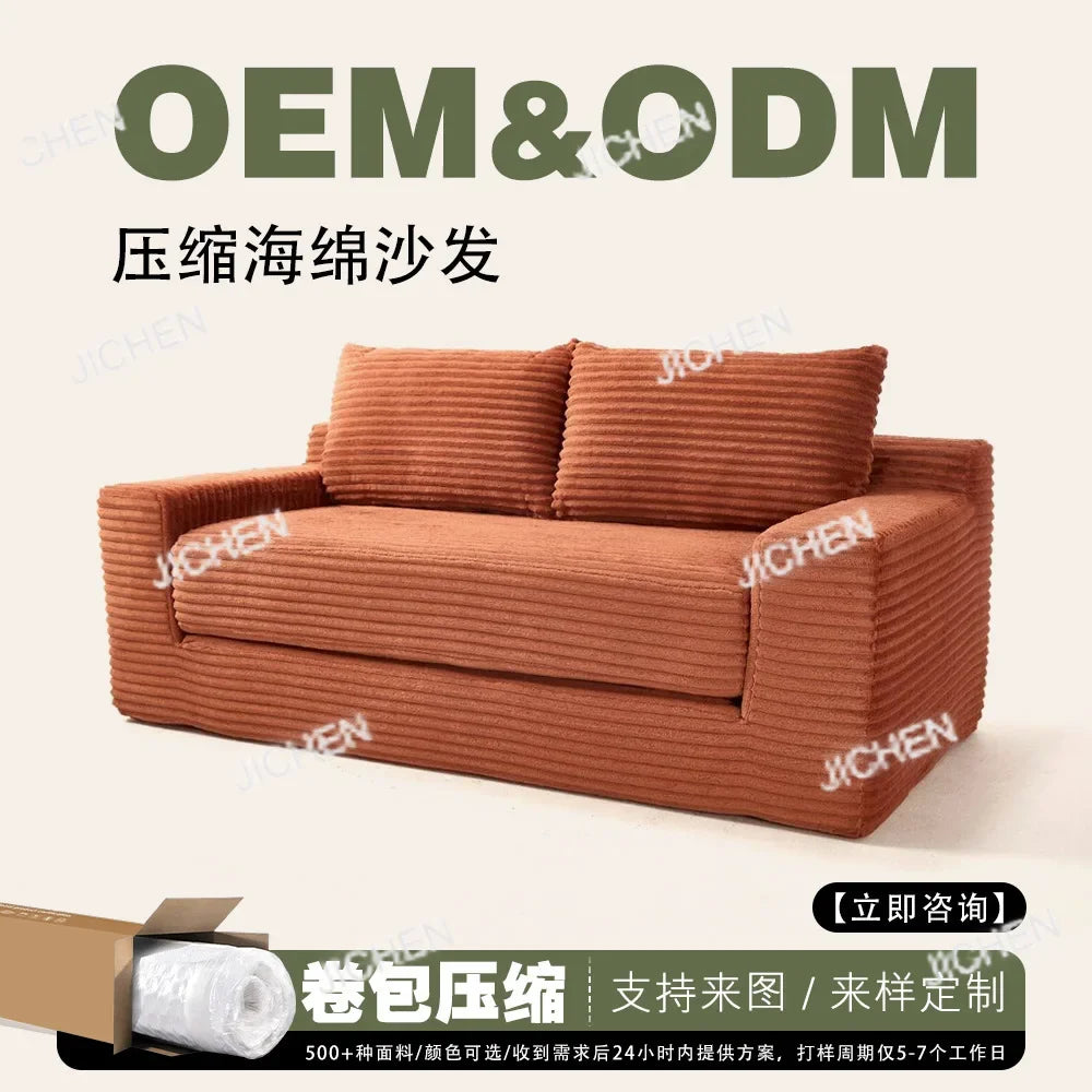 JC Modular Fabric Folding Vacuum Compression Sofa Bed Living Room Sofa Sponge Lazy Frameless Boneless Sofa Chair