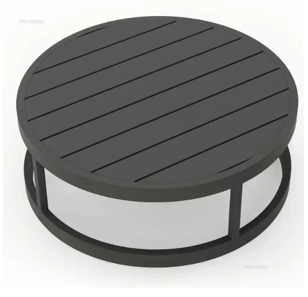 Outdoor Waterproof Garden Sofas Sun Protection Curved Outdoor Sofa Aluminum Alloy Courtyard Villa Reception Sofa Coffee Table L