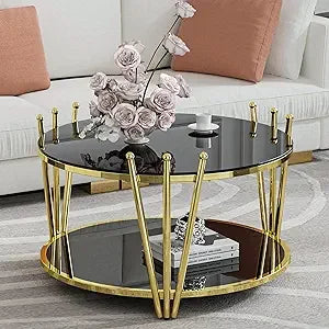 Round Gold Glass Coffee Table 31.5