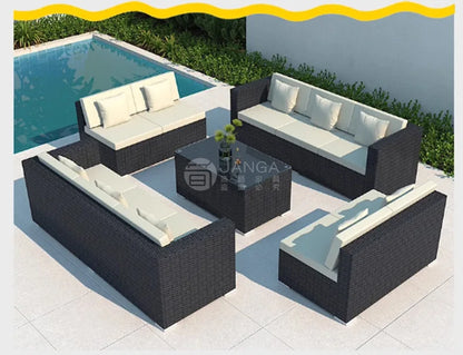 Outdoor villa courtyard sofa hotel B & B terrace waterproof sunscreen sofa furniture indoor and outdoor rattan weaving