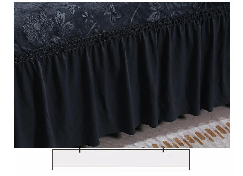 Luxury 1/2/3/4 Seater Slipcover with Elegant Skirt Solid Color Thickened Crystal Velvet Jacquard European Full Cover Non-Slip