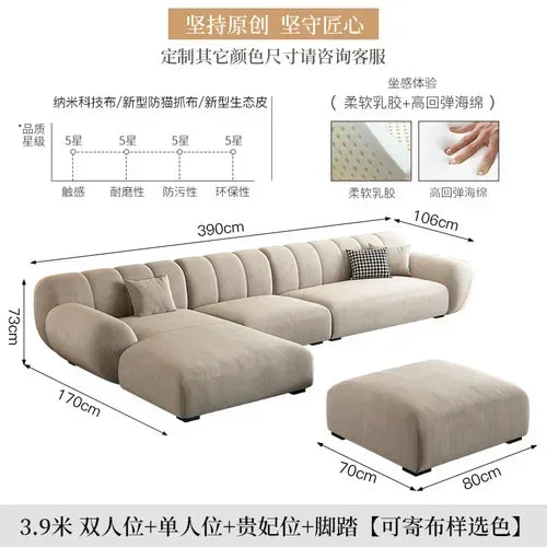 Fabric Living Room Sofas Modern Minimalist Sectional Modular Sofa Elegant Comfortable Canape  De Luxe Nordic Furniture