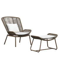 Modern Garden Lounge Chair Set: Chairs and Footstool Suitable for Courtyards and Gardens Leisure Areas