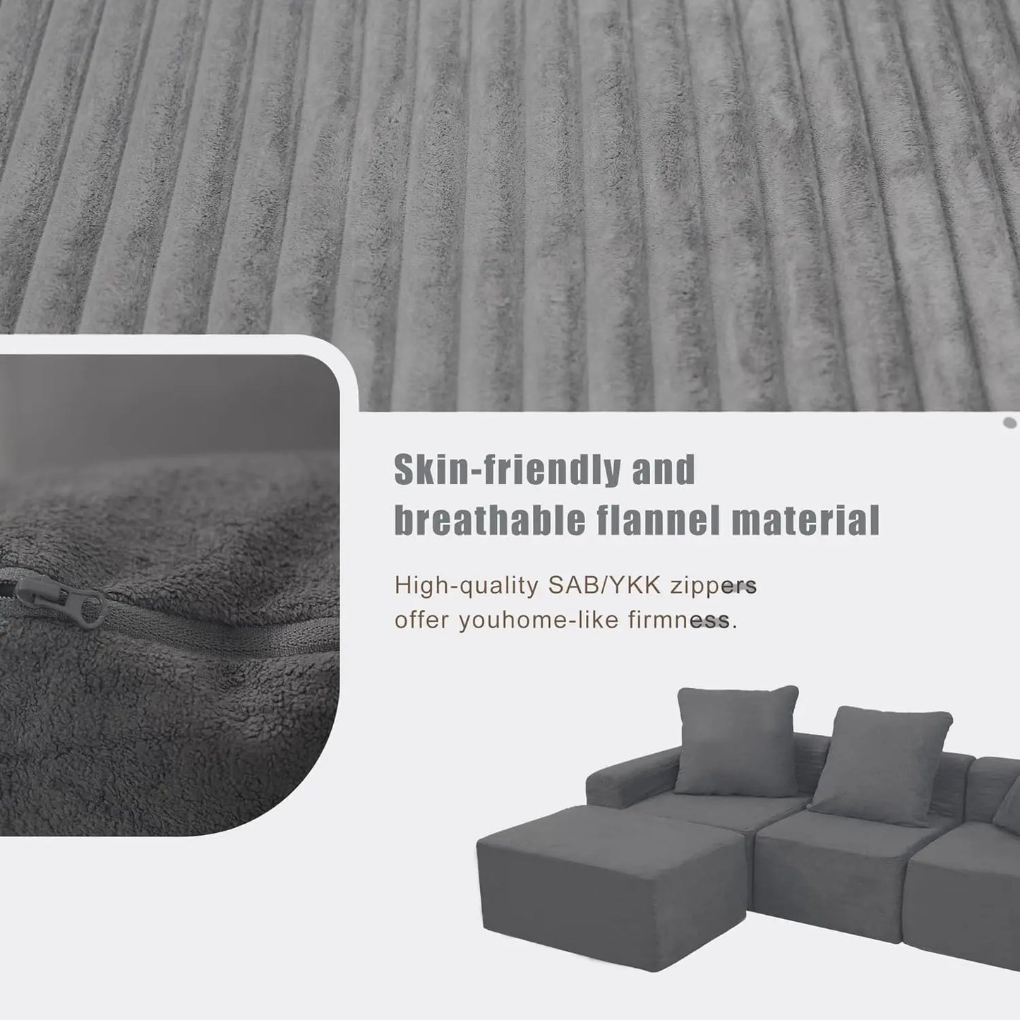 Convertible Sectional Sofa Set with Microfiber Fabric - Modular Design for Spacious Living Rooms and Easy Assembly, Customized