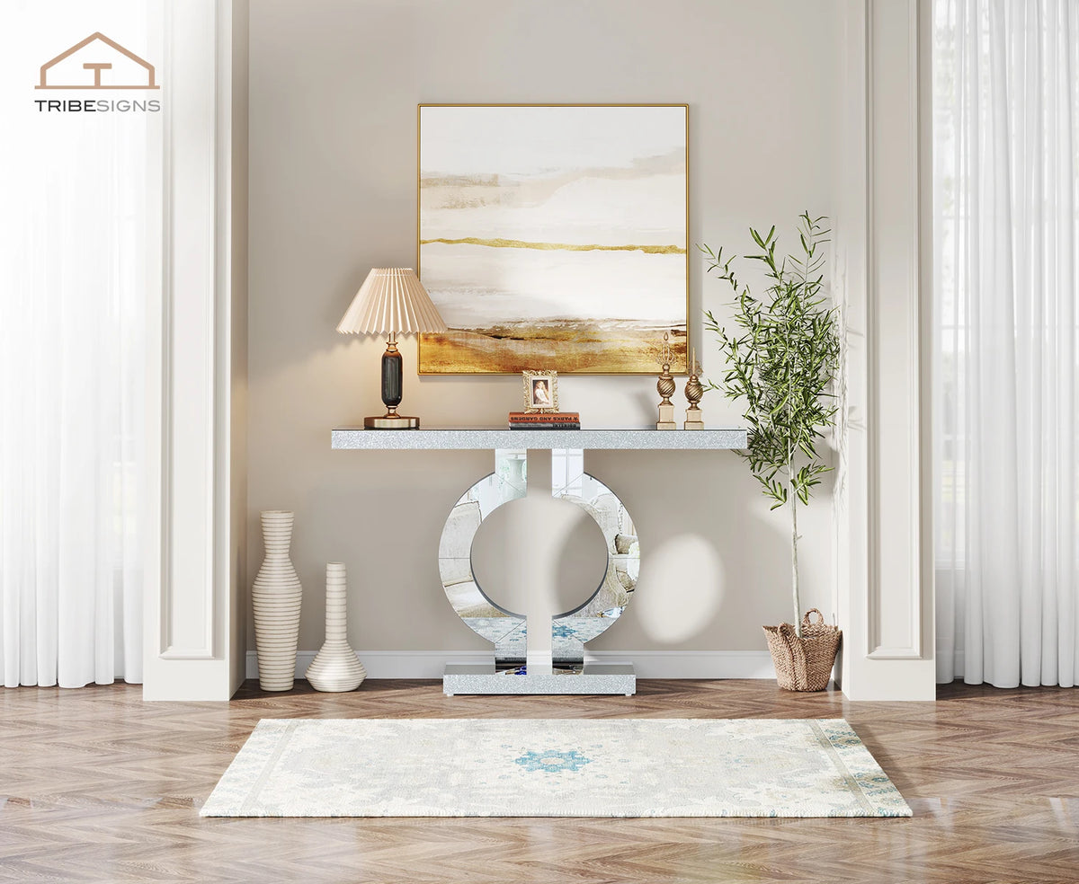 Tribesigns 43.3-Inch (110cm)Mirrored Console Table, Modern Entryway Table with Thickened Mirror Finish Tabletop