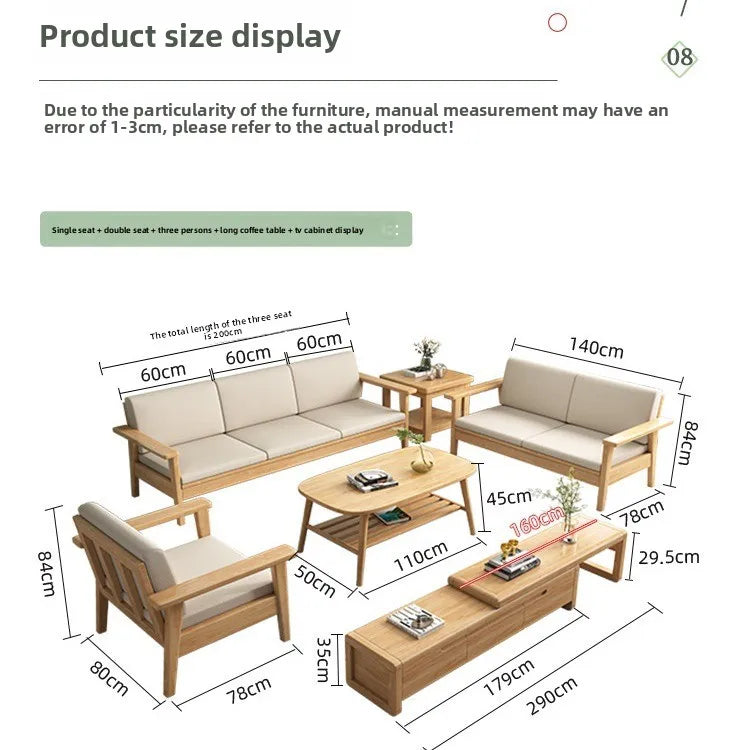 Solid wood sofa simple modern living room small apartment three-person winter and summer dormitory bed and breakfast sofa