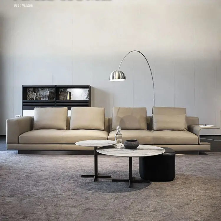Italian minimalist sofa Connery leather Italian living room leather Nordic light luxury furniture cowhide