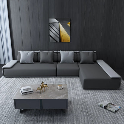 Grey Fabric Sofa Leisure Couch l Shape Sofa