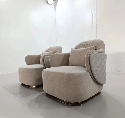 Italian light luxury single sofa chair villa living room home leather armchair model room designer leisure