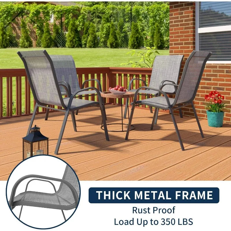 Patio Chairs Set of 4, Breathable Garden Outdoor Furniture for Backyard Deck,Outdoor Stackable Dining Chairs for All We