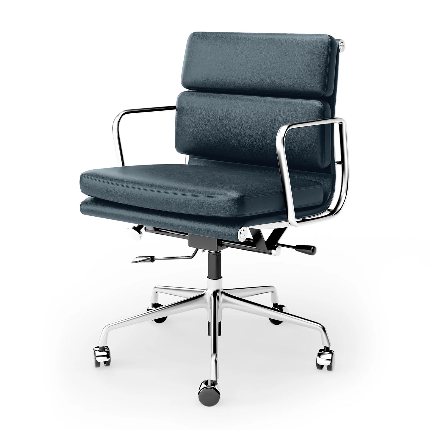 Classic Office Chair Genuine Leather Executive Desk with Lumbar Support Ergonomic Computer Chair with Aluminum Arms Office Room