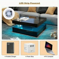 LED Coffee Table with Lights Center Cocktail Table Living Room High Gloss