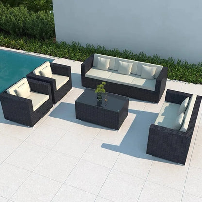 Outdoor sofa courtyard rattan chair three-piece indoor living room sofa combination villa rattan sofa chair sunscreen furniture