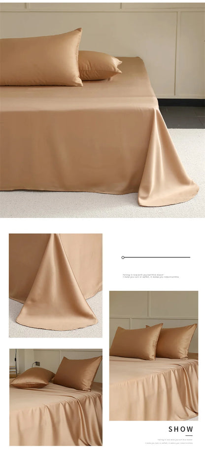 1PC Mulberry Silk Flat Sheet Luxury Smooth Bed Sheets Top Sheet Single Double King Queen Size Couple Bed Linen Soft Bedspreads