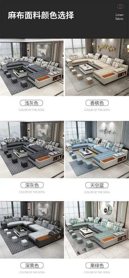 Luxury Technology Cloth Sofa Living Room Furniture Modern Cloakroom Bedroom Sofa Combination Nordic Apartment Sofa Set