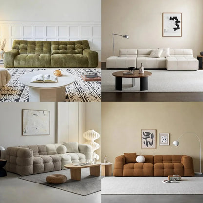 Minimalist Multi-Seat Leather Sectional Sofa Combination Modern Simple Living Room Sofas First Layer Cowhide L Shade Sofa Set