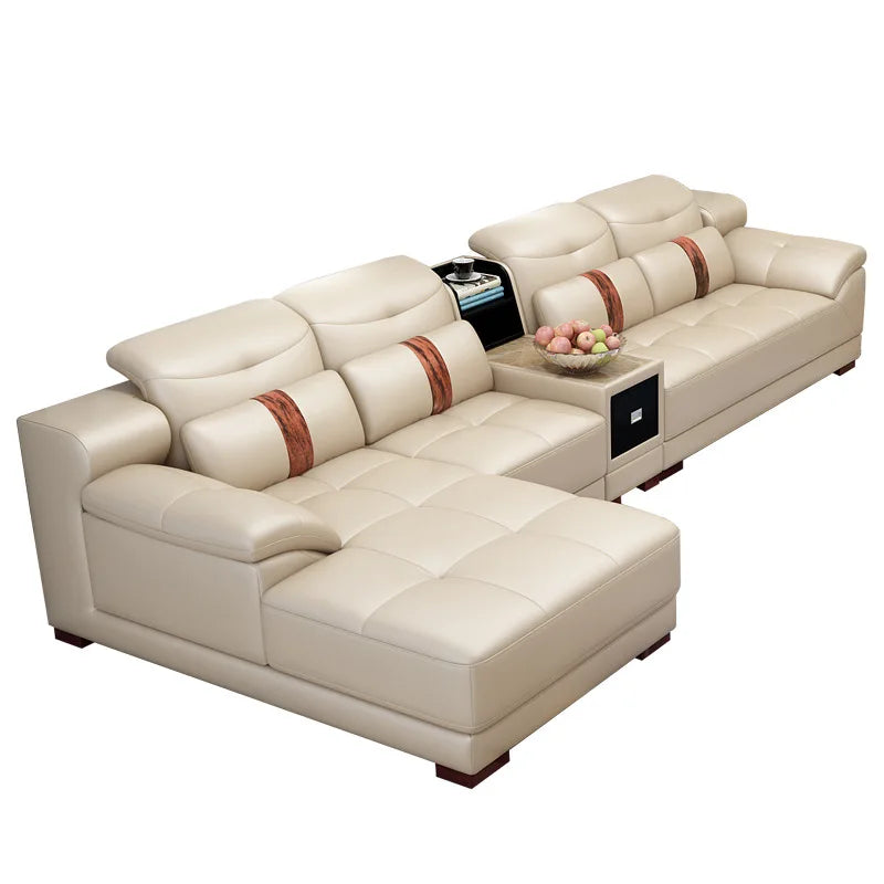 Leather sofa modern simple living room combination first layer cowhide size apartment corner