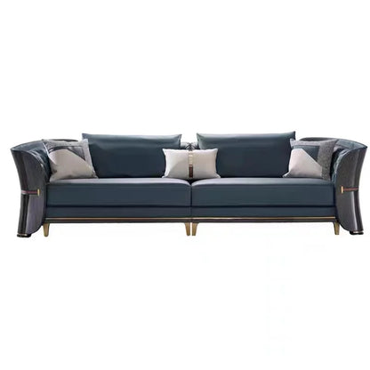 Italian luxury light luxury leather buckle sofa post-modern living room size apartment villa designer new sofa