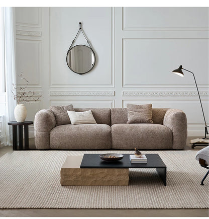 Large Retro Lounge Lazy Sofa Modern Chenille Apartment Living Room Cream Tofu Blocks Style Fabric Armchairs Home Furniture