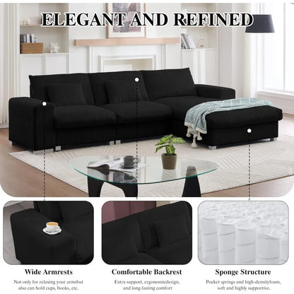 U Shaped Cloud Couch Sectionals Comfy White Sectional Couches for Living Room Modern Oversized Modular Sofas, Corduroy Large Big