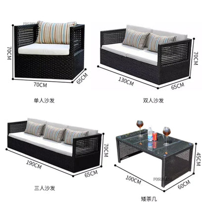 Nordic Outdoor Sofas Courtyard Villa Sun Room PE Rattan Chairs Single Double Terrace Sofa Waterproof Sunscreen Outdoor Furniture