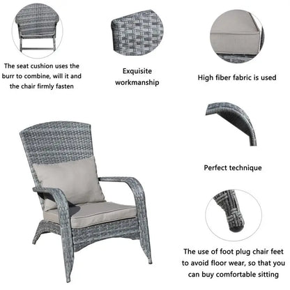 Patio Chair with Grey Cushions - Comfortable Outdoor Seating with Soft Cushions for Relaxation and Style