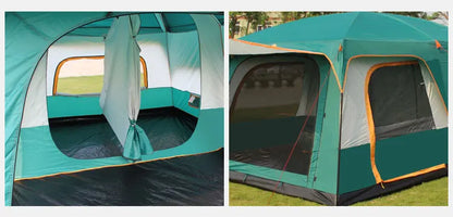 3 Sizes Tent Two-bedroom 1 Living Room Large Family Camping Tent 5-8-12 Person Leisure Camp Tent Rainproof Outdoor Indoor Hourse