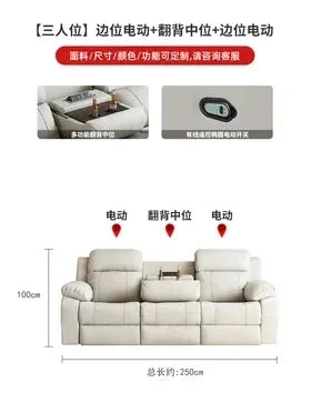 ReclinerMassage Bed Electric Accent Chair Lounge Cheslong Leather Italian Furniture