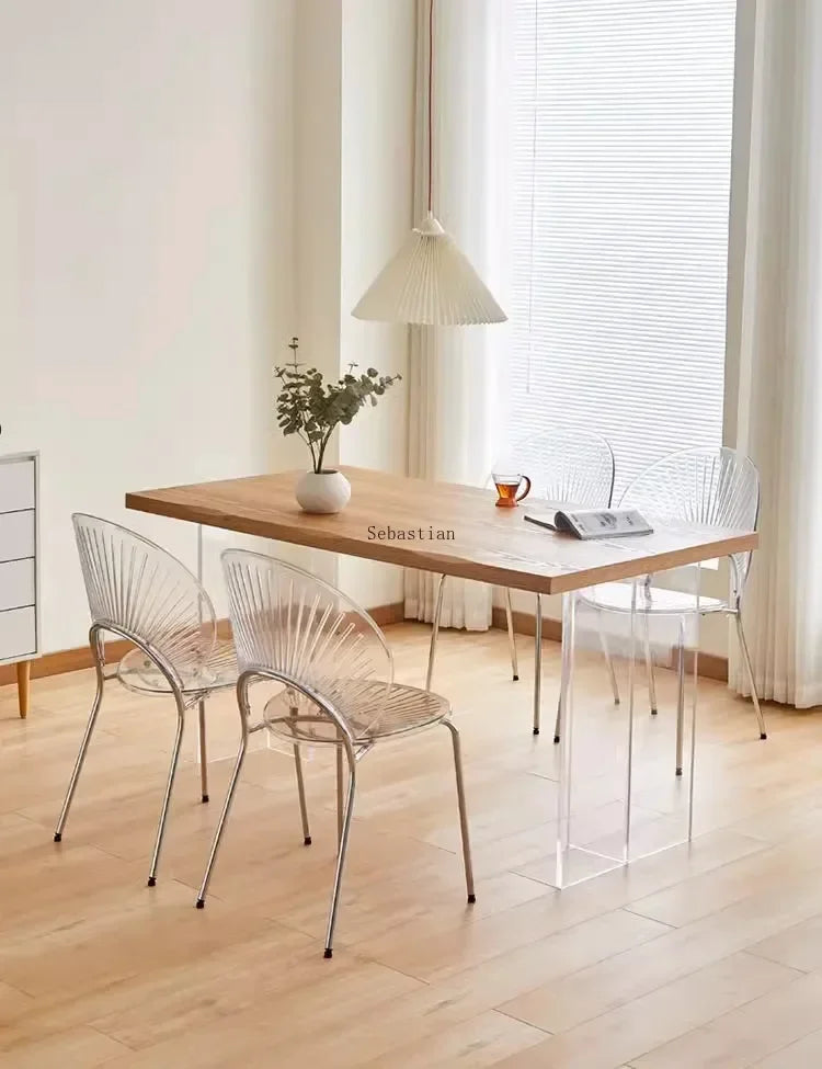 Nordic Dining Chair,home Leisure Transparent Dining Table Chair,minimalist Homestay Chair,hotel Shell Chairs, Sun Backed Chairs