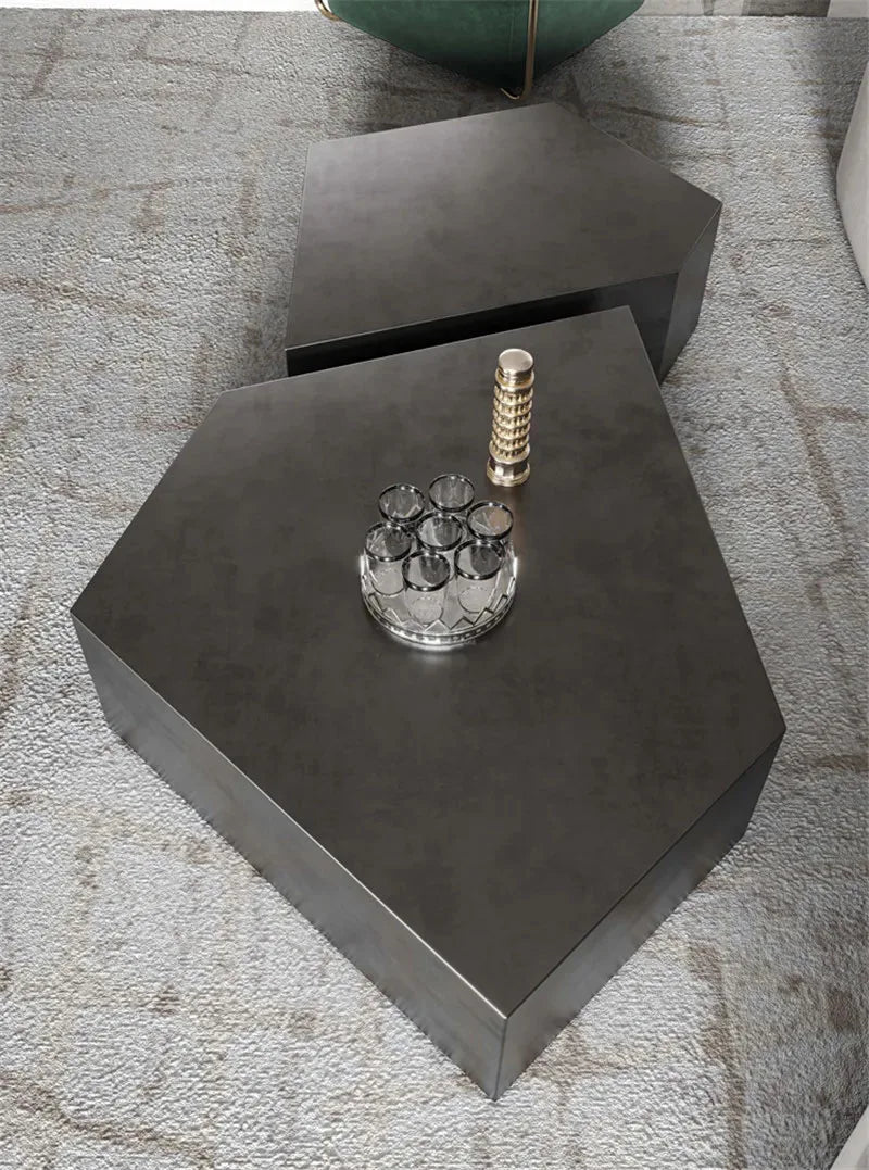 Nordic Stainless Steel Coffee Tables for Living Room Furniture Sofa Side Table Household Small Apartment Designer Coffee Table