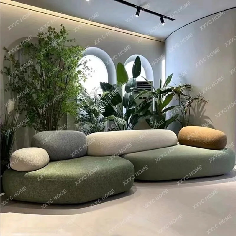 DBFVelvet pebble normcore living room beauty salon reception rest area compression sofa z626 310*130*75