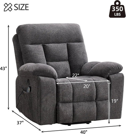 Large Power Lift Recliner Chair with Massage and Heat for Elderly Big and Tall People, Overstuffed Wide Recliners, Customized