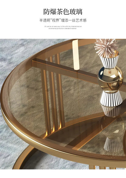 Light luxury rock slab size round coffee table combination modern simple small apartment