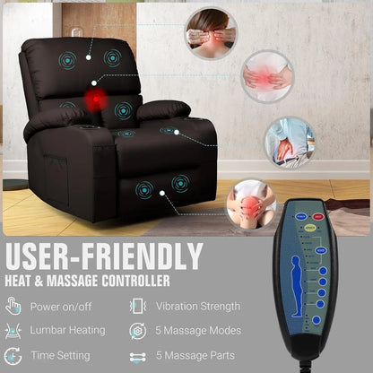 Rocking Recliner Chair, Massage Rocker Recliner Chair with Vibration Massage and Heat,360° Swivel Recliner Chairs,, Customized
