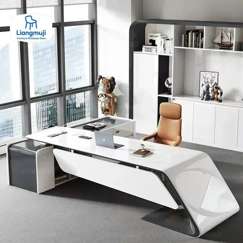 Luxury Long Office Desk Modern Design Storage Multifunctional Office Desk Display Minimalist Mesas Escritorio Trendy Furniture