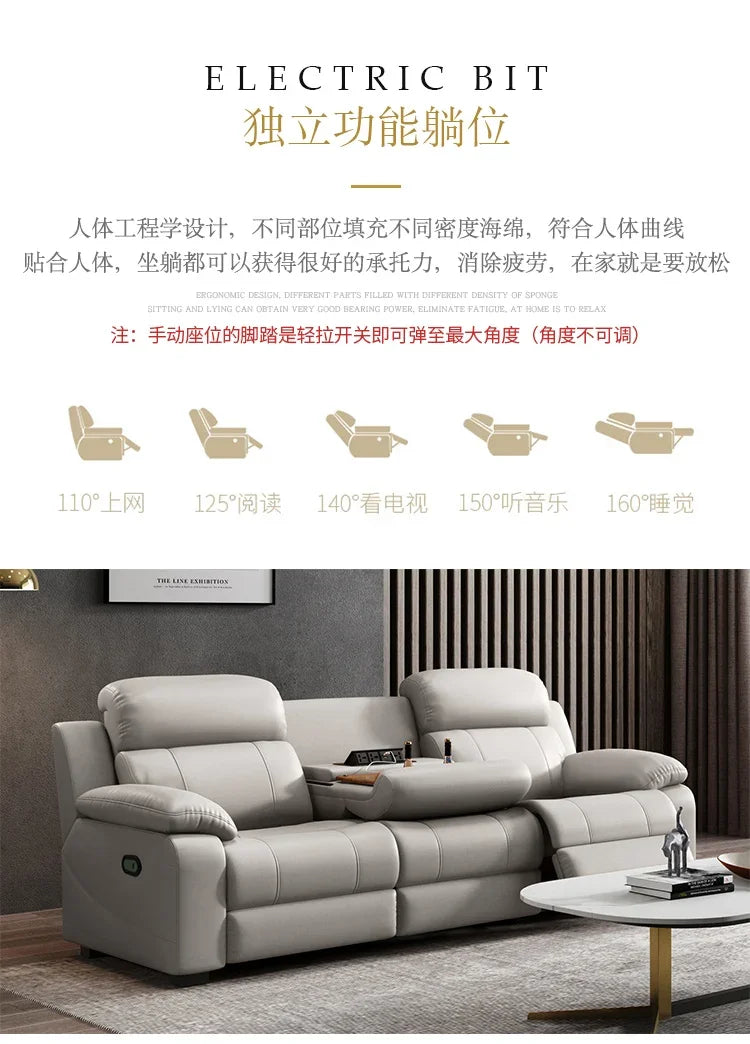 Designer Luxury Modern Sofa Genuine Leather Electric Italian Recliner Sofa Lounge Loveseat Divani Da Soggiorno Home Furniture