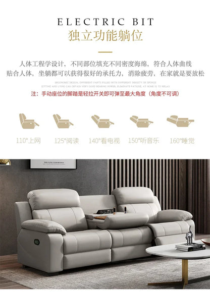 Designer Luxury Modern Sofa Genuine Leather Electric Italian Recliner Sofa Lounge Loveseat Divani Da Soggiorno Home Furniture