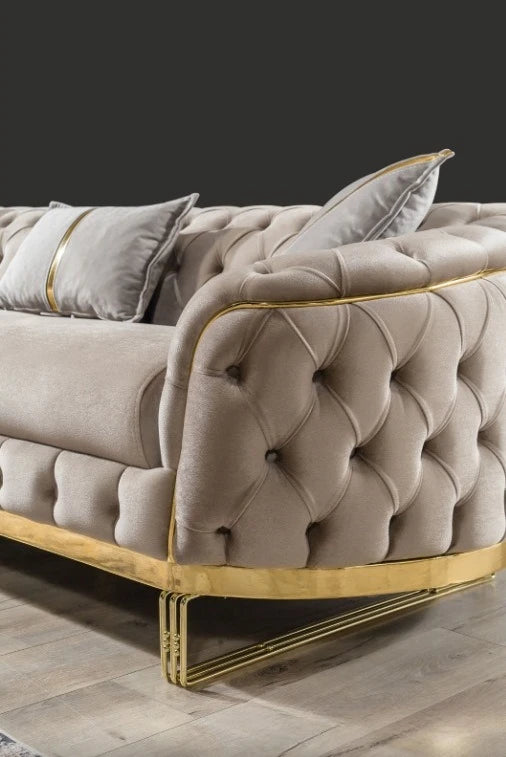 Sofa Velvet American light luxury fabric sofa straight row 123 Internet celebrity designer living room high-end buckle sofa