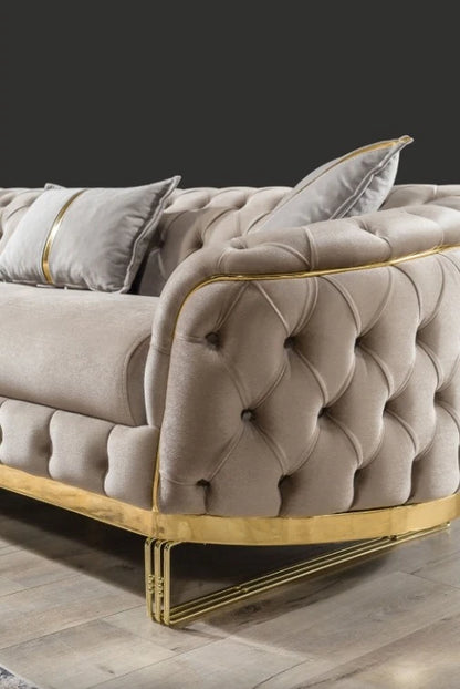 Sofa Velvet American light luxury fabric sofa straight row 123 Internet celebrity designer living room high-end buckle sofa
